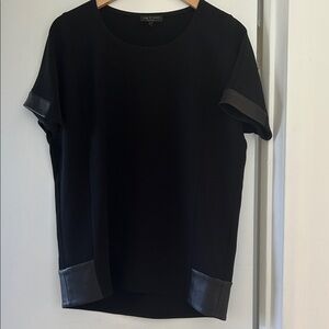 rag & bone Black Top with Leather Accents